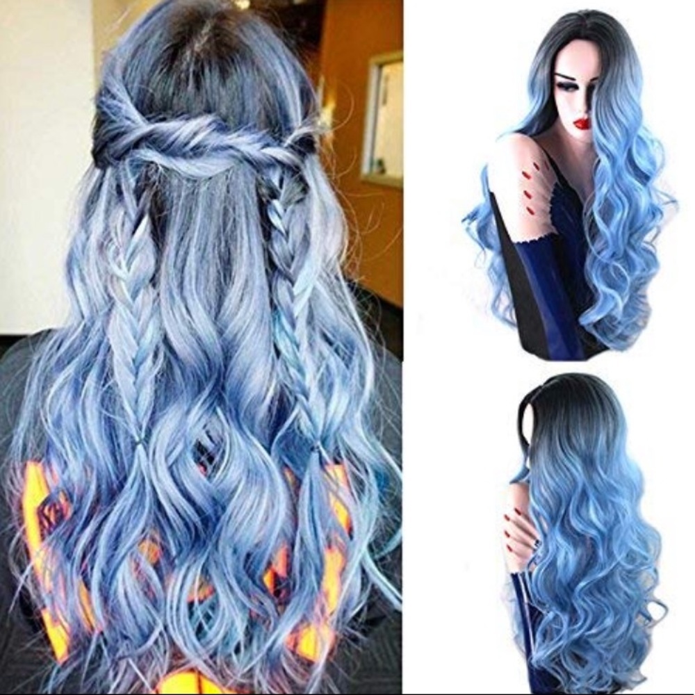 ✨ROYALLE 24” BLUE Cosplay Synthetic CURL Wig *NWT* - Picture 1 of 7
